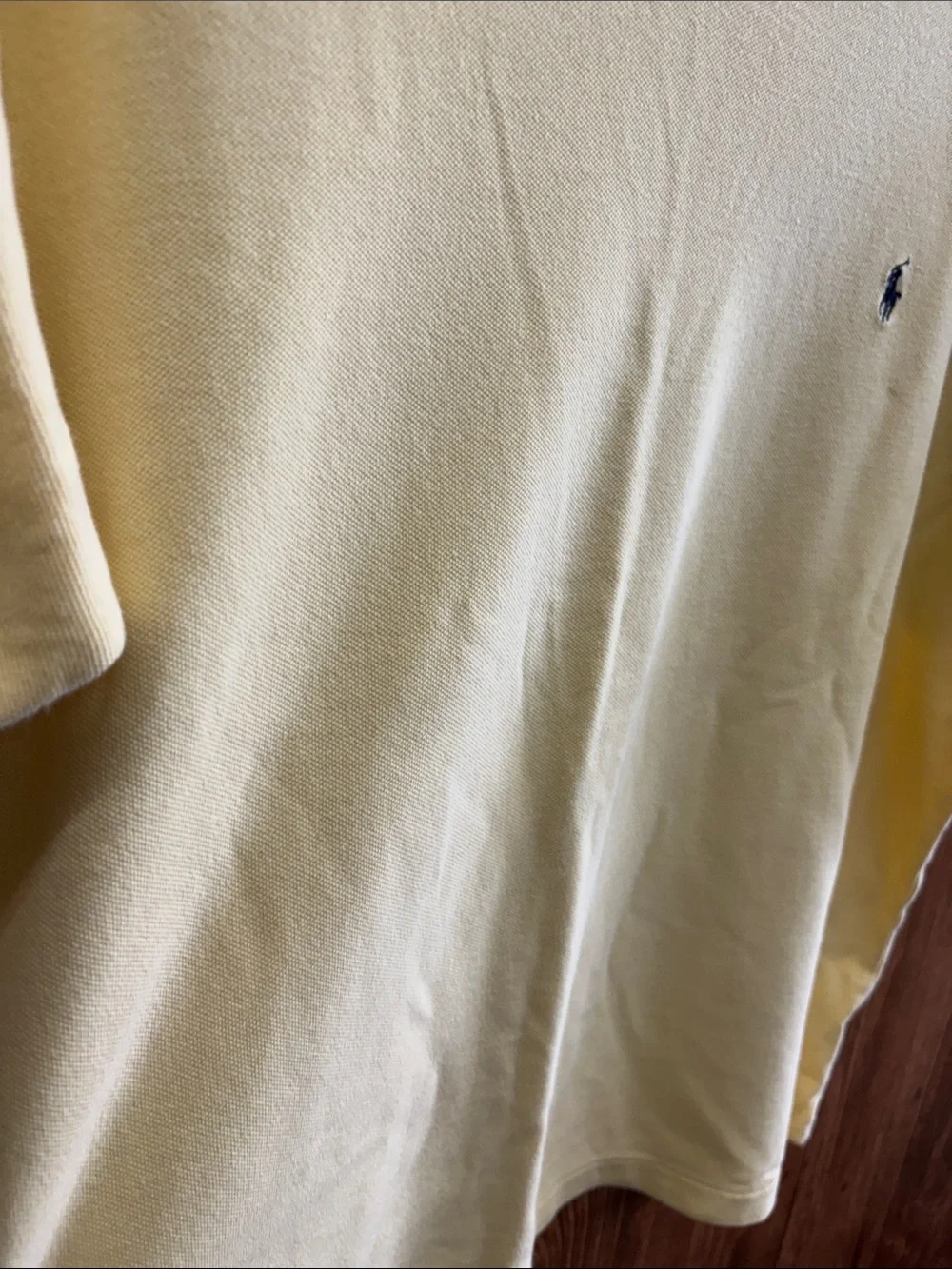 Polo by Ralph Lauren Pale Yellow V-Neck Polo Shirt with Navy Trim
